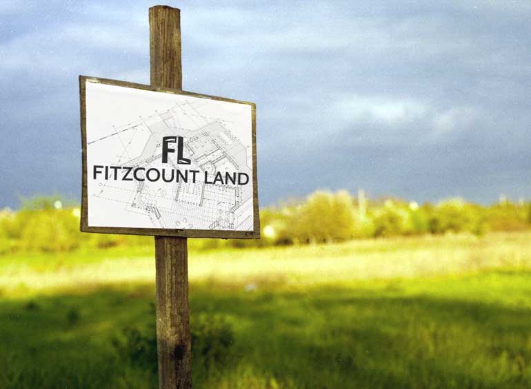Fitzcount Land Development sign on plot of land